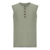 Men's Sleeveless Henley Tank Tops Summer Casual Cotton Regular Fit Button Up T-Shirt Fitness Workout Yoga Beach Muscle Vest Green view 3