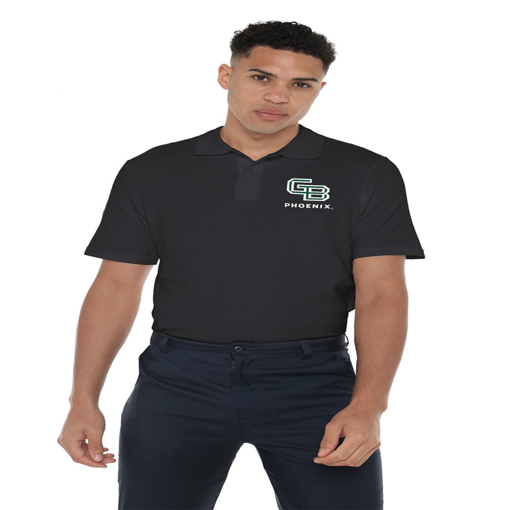 Campus Lab University of Wisconsin Green Bay Primary Logo Men's Adult 100% Cotton Knit Polo Shirt, Black, 3X-Large