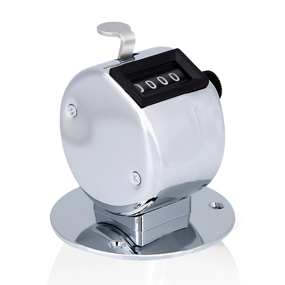 equlup Clicker Counter, 4 Digit Number Mini Handheld Hand Tally Counting 5.6cm/2.2in Diameter 6cm/2.4in Height Mechanical Palm Count Tool for Golf Sports Games