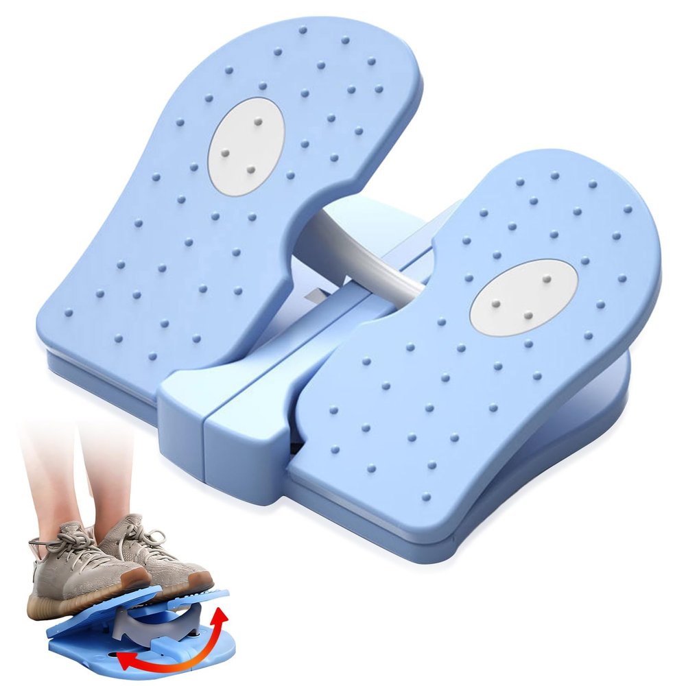 Mini Stepper Trainer, Reinforced Nylon Foot Stepper Exercise Machine Blue Stair Stepper Foldable Leg Exerciser Peddle for Home Office