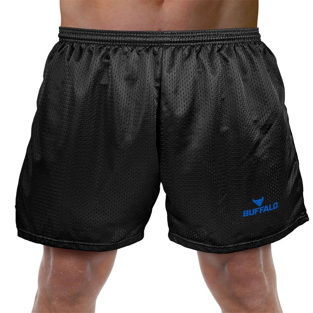University of Buffalo Primary Mark Men's Adult Athletic Gym Shorts 7" Inseam, Black, Large
