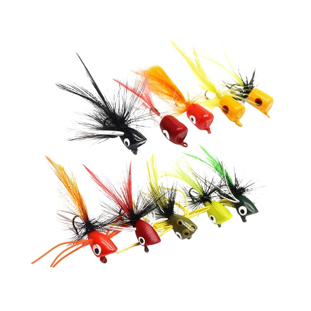 10 Pieces Fly Fishing Poppers Kit Bluegill Crappie Topwater Fishing Lures