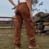 Relaxed Fit Women Cargo Pants Joggers Pants Elastic High Waist Y2K Teen Girls Pants Casual Straight Wide Leg Trousers Brown view 3