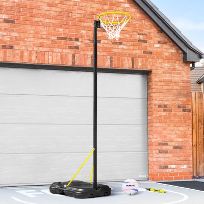 FORZA Freestanding Netball Post [Regulation Size Hoop] - Adjustable Height 8ft - 10ft (Post & Netball & Pump)