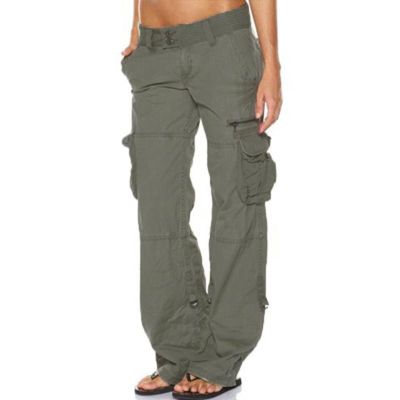 Women Low Waist Stretch Cargo Pants Baggy Relaxed Fit Parachute Pants Straight Wide Leg Y2K Fashion Casual Trousers