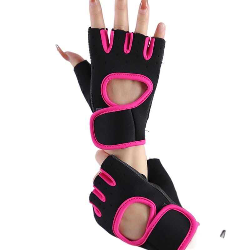 EBayin Men's and Women's Sports Cycling Fitness Half Finger Gloves Rock Climbing, Mountain Racing, Shooting Outdoor Fitness Gloves (Rose Red,M)