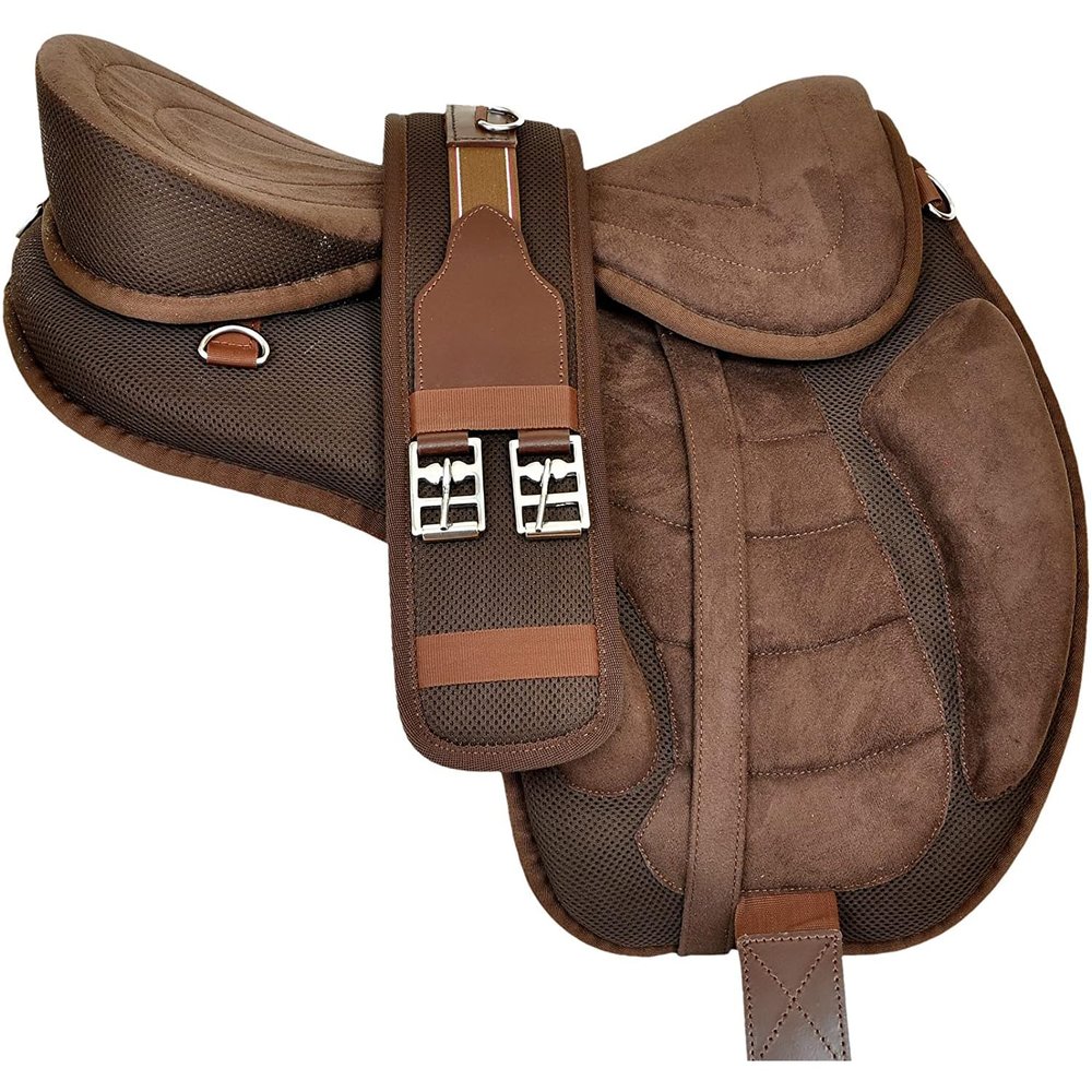 Brown All Purpose Synthetic Treeless Freemax English Saddle with Stirrup for Horse (16" Seat)