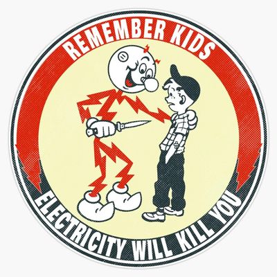 1970 Child Warning Ads - Remember Kids Electricity Will Kill You Vinyl Sticker Waterproof Bumper Sticker Laptop Window 5"