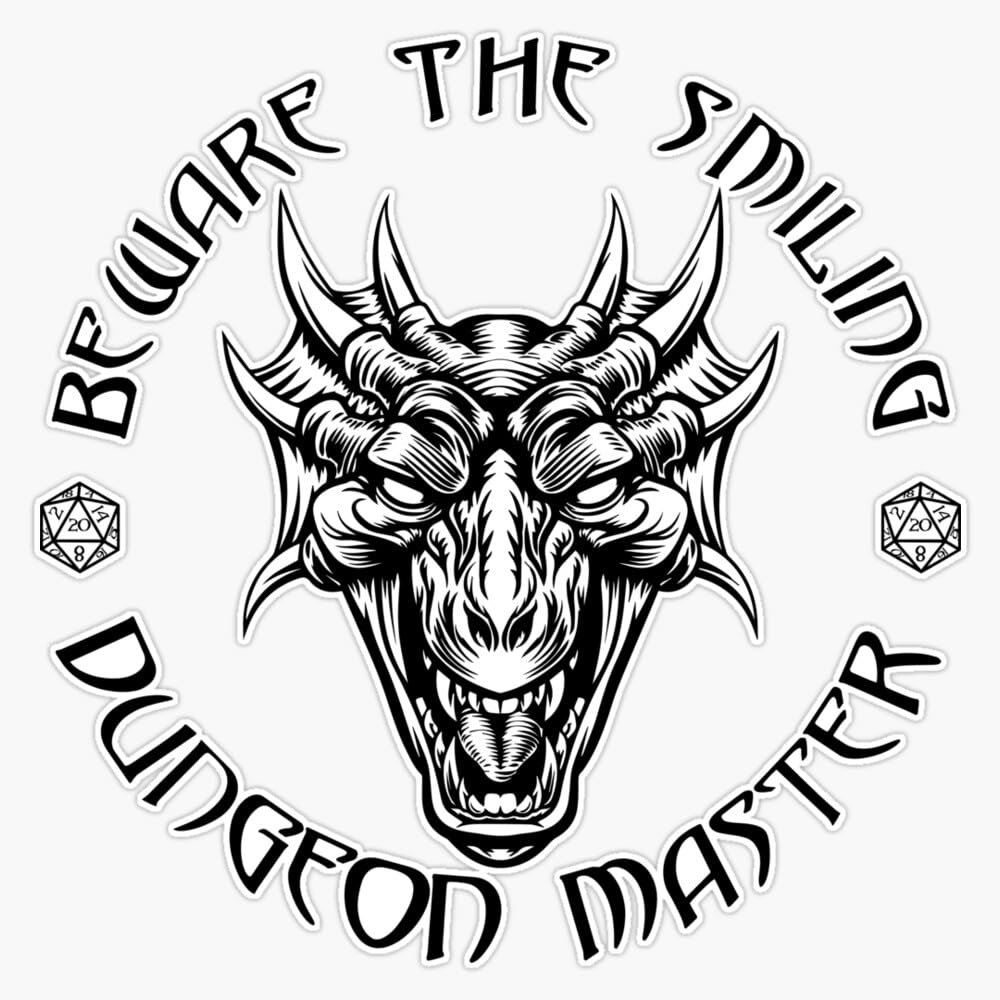 Beware The Smiling Dungeon Master Vinyl Sticker Waterproof Bumper Sticker Laptop Window 5"