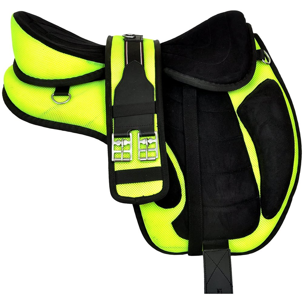 Green All Purpose Synthetic Treeless Freemax English Saddle with Stirrup for Horse (14" Seat)