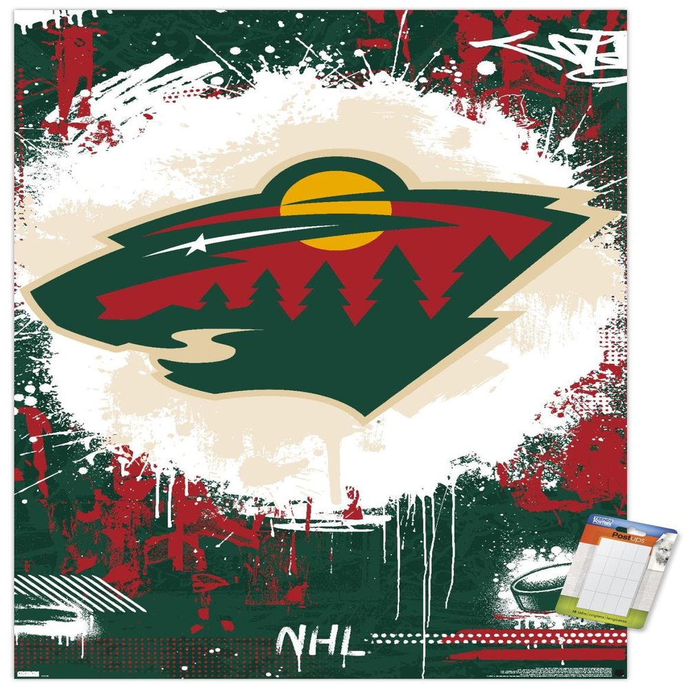 Trends International NHL Minnesota Wild - Maximalist Logo 23 Wall Poster, 22.4L x 14.7W, Premium Poster & Mount Bundle