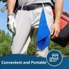 FZLMYANGNDQZ 2Pcs Tri-fold Golf Towels Set Absorbent Cleaning Towels Microfiber Waffle Pattern with Carabiner Clip for Hanging on Golf Club Bag(11.8''x11.8'',Blue+Grey) view 2
