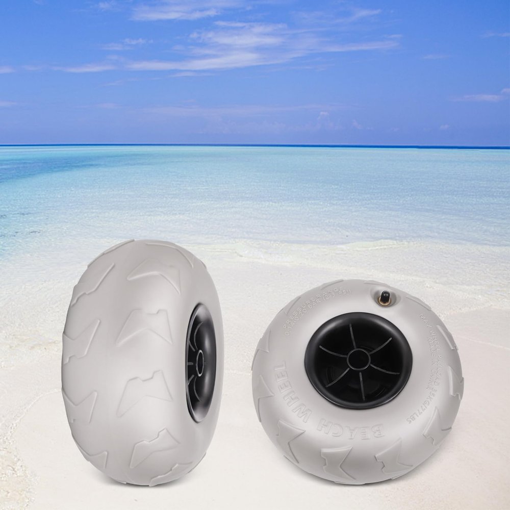 Bacacoo Beach Inflatable Wheels, 2pcs Balloon Wheels 10" Replacement Big Beach Sand Tires, Beach Balloon Wheels, for Kayak Dolly Canoe Canoe Cart and Buggy