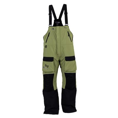 ICEARMOR by Clam Delta Float Bib  Insulated, Waterproof Ice Fishing Bib with MotionFloat Technology  Drab Green/Black (Large)