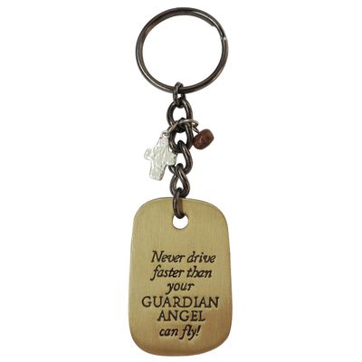 Abbey + CA Gift Travel Safely Key Ring, Birthday or Christmas Gift for Christian Men (Guardian Angel)