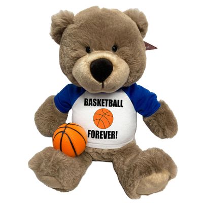 Basketball Teddy Bear- Personalized 14 Inch Taupe Bear