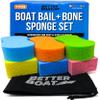 Extra Large Boat Bail Sponge and Bone Sponge Set, 6 Pack Cellulose and Soft Touch Sponges for PWC, Kayak, Pontoon, or Car Washing and Cleaning, Includes Storage Bag view 1