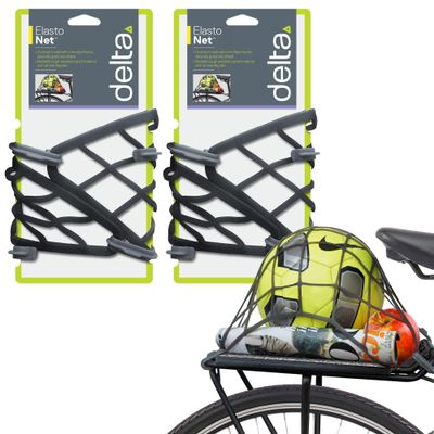 Small Cargo Net (2-Pack) by Delta Cycle - Expandable Bungee Net with Hooks Stretches 2X in Size - Bike Cargo Net Keeps Your Gear Tightly in Place for Bikes & Kayaks