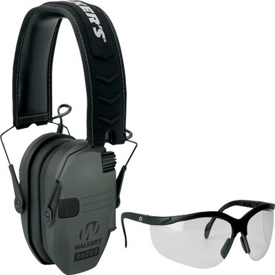 Walker's Razor Slim Electronic Muff and Glasses Combo - Gray