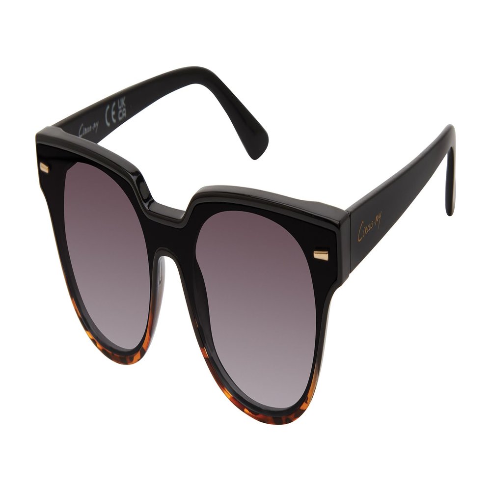 Circus NY by Sam Edelman Women's CC625 Vintage Cat Eye Round Sunglasses with UV400 Protection-Trendy Gifts for Her, 50 mm, Black & Tortoise