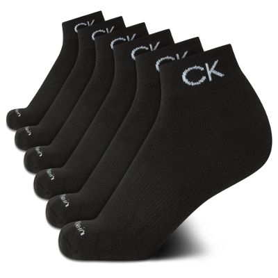 Calvin Klein Girls Ankle Socks - 6 Pack Stretch Performance Cushioned Athletic Quarter Socks with Arch Support, Size Medium, Black