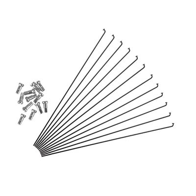 ZYAMY 12pcs 290mm/11.4inch 14G J Bend Bicycle 304 Stainless Steel Spokes with 12mm Nipples Cycle Spokes, Black