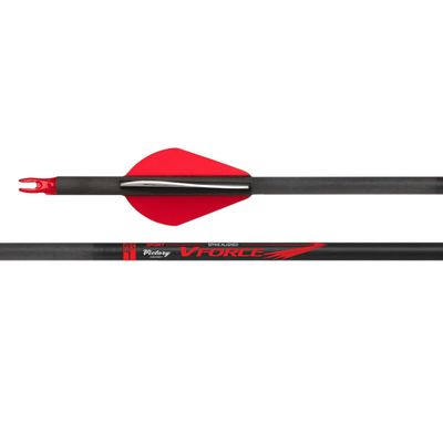 Victory Archery VForce 0.245" Standard Diameter Hunting Arrow (Spine: 600, 6 Pack Vane Fletched, Straightness  0.006 - Sport - Red)