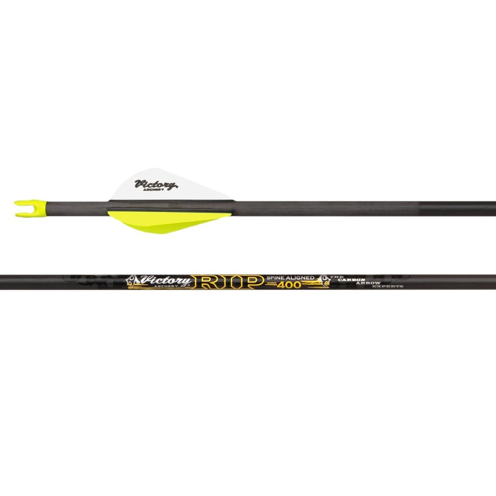 Victory Archery RIP 0.204" Small Diameter Hunting Arrow (Spine: 300, 6 Pack Fletched, Straightness  0.001 - Elite - Yellow)