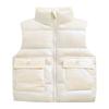 Toddler Boys Girls Winter Vest Sleeveless Collar Solid Color Down Vest with Pockets Smooth Zipper (White, 5-6 Years) view 1