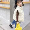 Toddler Boys Girls Winter Vest Sleeveless Collar Solid Color Down Vest with Pockets Smooth Zipper (White, 5-6 Years) view 3
