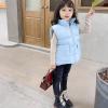 Toddler Boys Girls Winter Vest Sleeveless Collar Solid Color Down Vest with Pockets Smooth Zipper (Blue, 4-5 Years) view 4