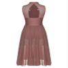 FEESHOW Women's Sparkly Rhinestone Side Split Maxi Dresses Lyrical Dance Costume Contemporary Dancewear Mock Neck Reddish Brown Large view 4