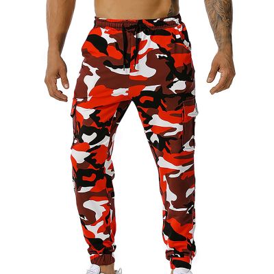 MESSIYO with Pocket Casual Jogging Elastic Men's Mid Waist Camouflage Sweatpants Men's Pants Pants Mens Big and Tall (Red-B, M)