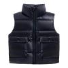 Toddler Boys Girls Winter Vest Sleeveless Collar Solid Color Down Vest with Pockets Smooth Zipper (Black, 4-5 Years) view 1