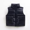 Toddler Boys Girls Winter Vest Sleeveless Collar Solid Color Down Vest with Pockets Smooth Zipper (Black, 4-5 Years) view 4