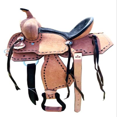 Youth Kids Barrel Horse Roughout Leather Saddle Suede Seat (8" Seat)