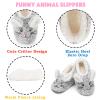 Cozylook Cute Animal Indoor Slippers for Women Kids Girls, Fuzzy Bedroom Cartoon Slip On Shoes, Kawaii Funny Face Warm Cozy Fluffy House Socks, Fun Christmas Gifts Unique, Grey Bunny Adult Size 11-12 view 4