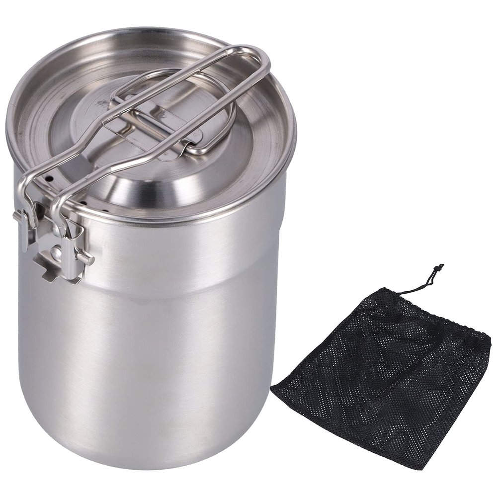 Backpacking Cup, 1L Outdoor Coffee Cup Camping Cooking Pot Backpacking Mug with Foldable Handle Lid for Hiking, Fishing