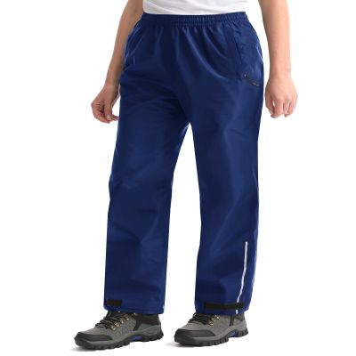 iCreek Women's Rain Pants Waterproof Rain Over Pants Hiking Pants Windproof Lightweight Outdoor for Golf, Fishing(Blue, Small/33 Inseam)
