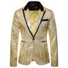 Mens Shiny Sequin Blazer One Button Suit Jacket Shawl Lapel Tuxedo Party Dinner Prom Nightclub Wedding Weddings Prom Party Dinner Tuxedo Slim Fit Stylish Blazer Jacket Dress Suit view 1