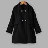 Kids Girls Lightweight Trench Coat Double Breasted Classic Belted Jacket Windbreaker Fall Outwear (Black, 3-4 Years) view 3