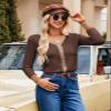 GRACE KARIN Button Down Cardigan for Women Long Sleeve V Neck Short Cardigan Sweater Casual Cardigan Sweater Fall Fashion Clothes Contrast Brown,S view 3