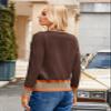 GRACE KARIN Button Down Cardigan for Women Long Sleeve V Neck Short Cardigan Sweater Casual Cardigan Sweater Fall Fashion Clothes Contrast Brown,S view 4