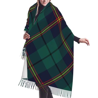 LMNSWDA Carmichael Clan Tartan Dark Green Plaid Women's Fashion Cashmere Feel with Tassel Large scarf warm party shawl Wraps