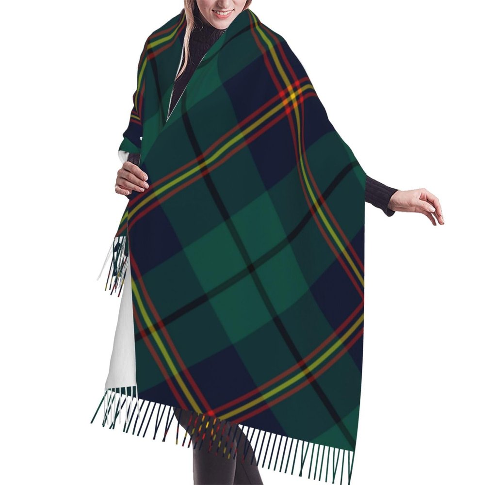 LMNSWDA Carmichael Clan Tartan Dark Green Plaid Women's Fashion Cashmere Feel with Tassel Large scarf warm party shawl Wraps