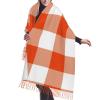 LMNSWDA Bright Orange and White Check Plaid Women's Fashion Cashmere Feel with Tassel Large scarf warm party shawl Wraps view 1