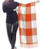 LMNSWDA Bright Orange and White Check Plaid Women's Fashion Cashmere Feel with Tassel Large scarf warm party shawl Wraps view 2