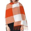 LMNSWDA Bright Orange and White Check Plaid Women's Fashion Cashmere Feel with Tassel Large scarf warm party shawl Wraps view 4