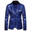 Men Sequins Floral Blazer Suit Jacket Dinner Prom Nightclub Wedding Shiny Sequin Blazer One Button Suit Jacket Shawl Lapel Tuxedo Party Dinner Prom