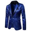 Men Sequins Floral Blazer Suit Jacket Dinner Prom Nightclub Wedding Shiny Sequin Blazer One Button Suit Jacket Shawl Lapel Tuxedo Party Dinner Prom view 2